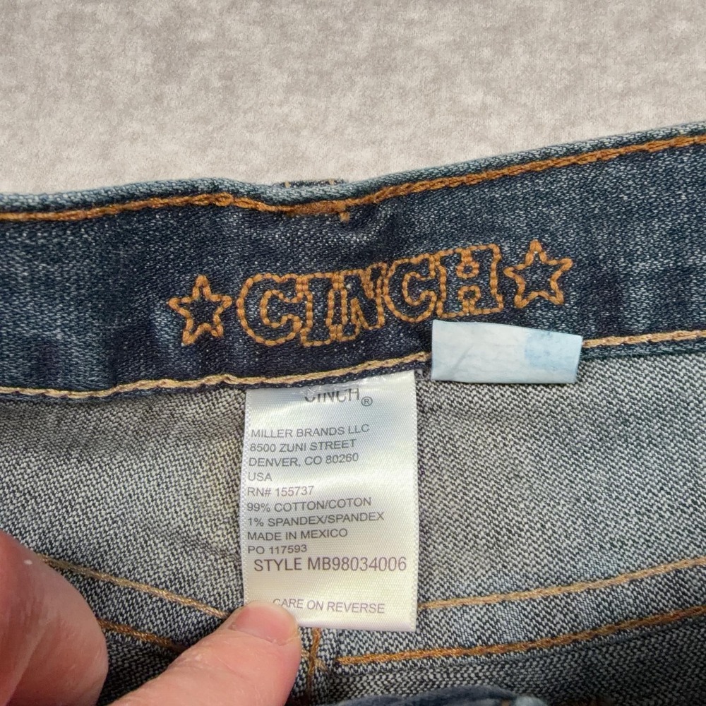 Cinch Silver Label Slim Jeans Mens 28x36 Blue Med Wash Straight Denim MB98034006 - Picture 5 of 12